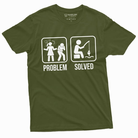 Mens Funny Problem Solved Fishing T-Shirt Fisherman Gifts Tee Relationship Tshirt