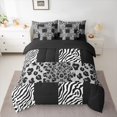 thumbnail image 2 of Homewish Leopard Zebra Print Twin Bedding Sets 7-Piece for Boys Girls,Geometric Plaid Grid Bedding Comforter Set Microfiber,Abstract Animal Stripes Breathable Sheet Sets,Breathable Home Decor, 2 of 8