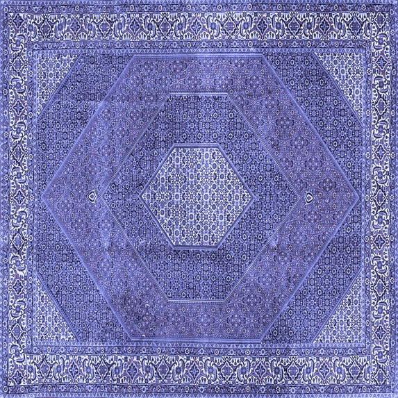 Ahgly Company Machine Washable Indoor Square Persian Blue Traditional Area Rugs, 8' Square