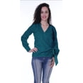 thumbnail image 2 of Moomaya Womens Wrap Top V-Neck Self,Embroidered Collar Shirt Formal Cotton Clothing, 2 of 7