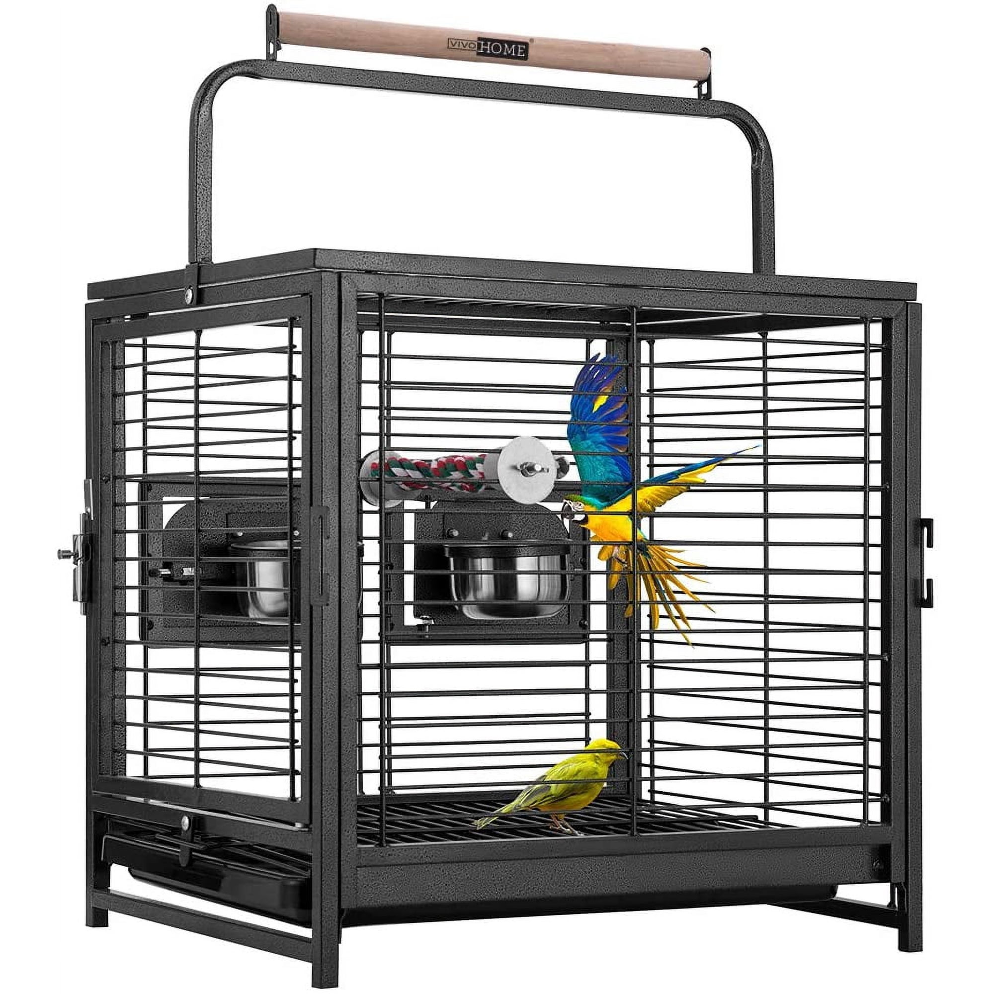 SPECSTAR19" Wrought Iron Travel Carrier Bird Cage for Parrots Conures Lovebird Cockatiel Parakeets