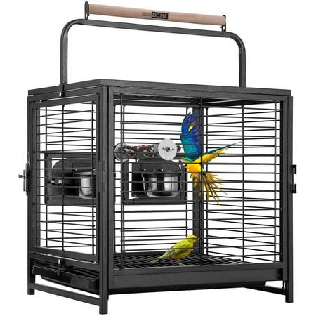 SPECSTAR19" Wrought Iron Travel Carrier Bird Cage for Parrots Conures Lovebird Cockatiel Parakeets