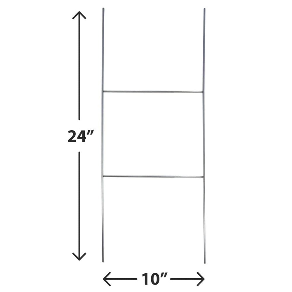 Sturdy Metal Wire Yard Stakes for Yard Signs, 10 x 24in H Frame, 10 Pack