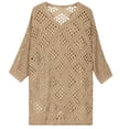 thumbnail image 4 of Heisall Women's 3/4 Sleeve Crochet Tops V Neck Hollow Out Knit Loose Fit Casual Tops Lightweight Breathable Spring Summer Outfits, 4 of 6