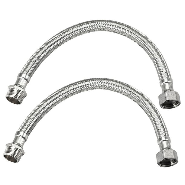 Uxcell G1/2" Female x G1/2" Male 12" Length SUS304 Faucet Supply Line 2