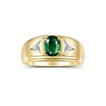 thumbnail image 1 of RYLOS Men's Rings 14K Yellow Gold Classic 8X6MM Oval Gemstone &  Diamond Ring Green Sapphire September Birthstone Rings For Man Gold Rings Size 10, 1 of 7