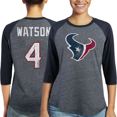 Deshaun Watson Houston Texans Majestic Women's Player Name & Number Tri-Blend 3/4-Sleeve Raglan T-Shirt -