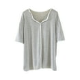 thumbnail image 2 of tarylea Womens Tops Short Sleeve V Neck Color Blocked Pajama Tops Casual Loose Summer Comfy Lounge Tops, 2 of 3