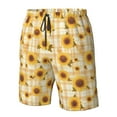 thumbnail image 4 of Pofeuu Coffee Plaid Sunflower Prin Men's Swim Trunks Quick Dry Bathing Suit Swimming Board Shorts Mesh Lining Beach Swimwear-Large, 4 of 6