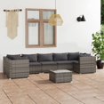 thumbnail image 1 of vidaXL Ensemble de Salon de Jardin 8 Pcs avec Coussins en Rotin Synthétique Gris, 1 of 5