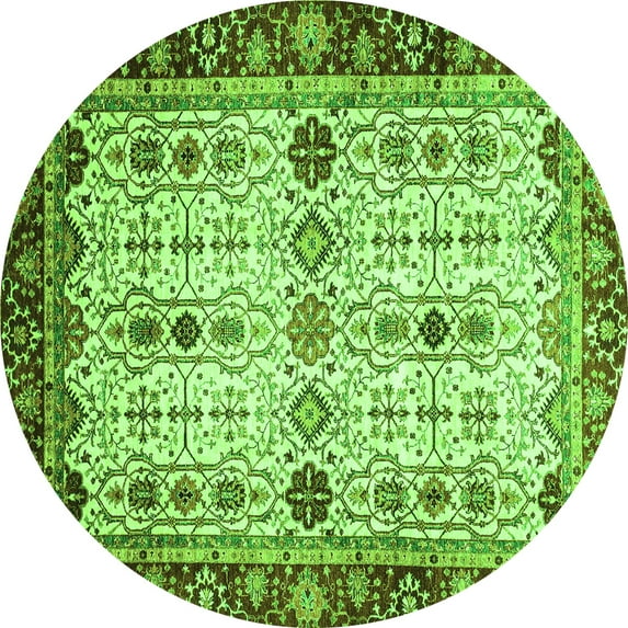 Ahgly Company Indoor Round Abstract Green Modern Area Rugs, 3' Round
