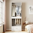 thumbnail image 4 of iSunirm 23.6'' Closet System, Freestanding Closet Organizer with Drawer, Hanging Rod & Pants Rack, Closet Storage Unit for Bedroom or Walk-in Closet, White, 4 of 8