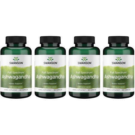 Swanson Full Spectrum Ashwagandha 450 mg 100 Vegan Caps 4 Pack