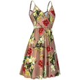 thumbnail image 2 of Robe d'Été Décontractée pour Femme à Col en V, Florale, à Bretelles Spaghetti, Évasée, avec Poche, Kaki, m, 2 of 4