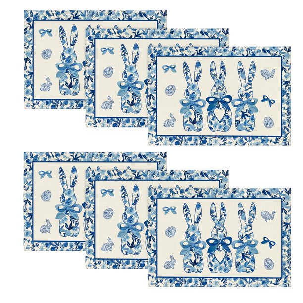 Manteles individuales de porcelana Artoid Mode con forma de conejo de Pascua, 6 unidades