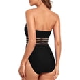 thumbnail image 3 of Women's Bandeau One Piece Bathing Suits Front Twist Swimwear Ruched Swimsuits Tummy Control, 3 of 6