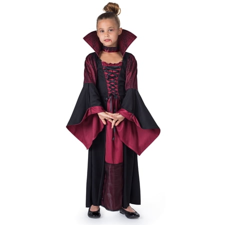 Dress-Up_America Vampiress Costume for Kids - Girls Vampire Costume - Halloween Vampire Dress Toddler 4