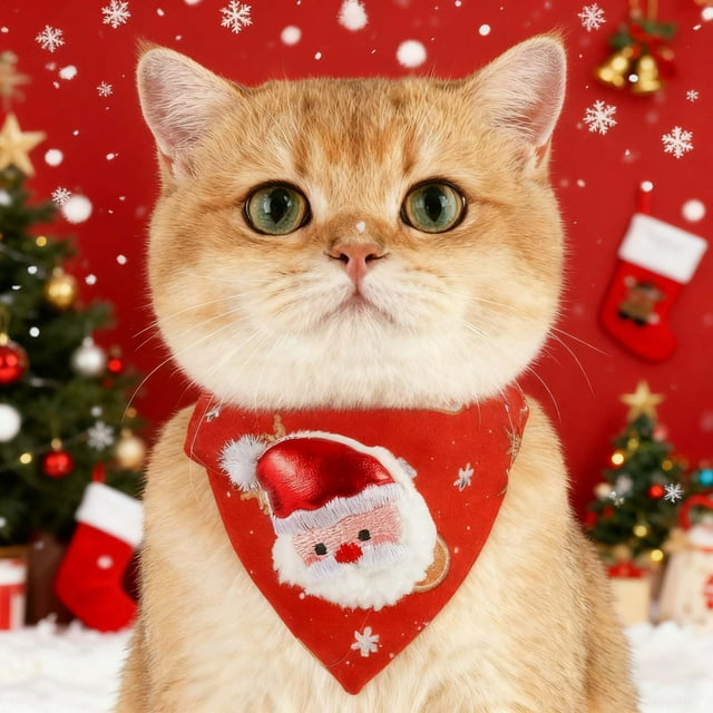 Amzcrzy Triangular Scarf Home Decor Christmas Cute Decoration Pet Adjustable Button Wipes Santa Claus Printed Triangular Wipes Room Decor Home and Kitchen Dorm Room Essentials Dorm Decor