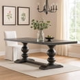 thumbnail image 6 of Benjara 95-123" Dining Table- 2 Extension Leaves- Turned- Antique Black Wood, 6 of 7