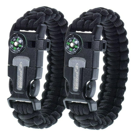 PARACORD PLANET Emergency Paracord Bracelets | Set of 2 | Ultimate Tactical Survival Gear | Flint Fire Starter, Whistle, Compass & Scraper | Best Outdoor Wilderness Survival Kit for Camping/Fishing (Best Paintball Starter Kit)