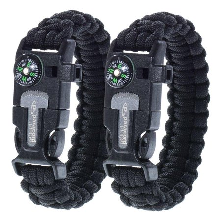PARACORD PLANET Emergency Paracord Bracelets | Set of 2 | Ultimate Tactical Survival Gear | Flint Fire Starter, Whistle, Compass & Scraper | Best Outdoor Wilderness Survival Kit for Camping/Fishing (Best Wilderness Survival Games)