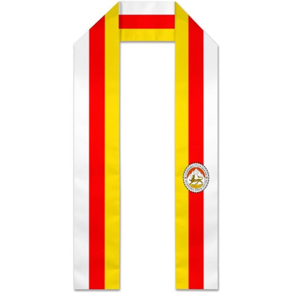 South Ossetia Emblem Flag Graduation Stole Graduate Shawl Sash Scraf Gift For Abroad Student International Study (Square)