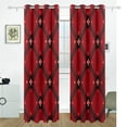 thumbnail image 2 of Red Geometric Flower Blackout Curtains for Living Room Bedroom 55W x 72/84L Insulated Window Drapes 2 Panels, 2 of 6