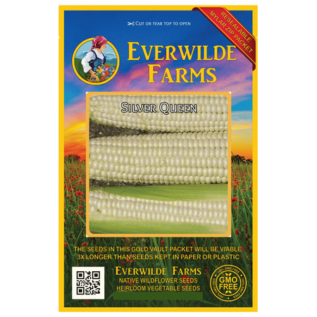 - Everwilde Farms - 100 Silver Queen F1 Hybrid White Sweet Corn Seeds - Gold Vault Jumbo Bulk Seed Packet