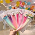 thumbnail image 3 of 2 Pieces Girls Hair Bow Ribbon Barrettes Hair Bow Ribbon Clip Wig Hair Bow Clips with Alligator Clip and Hair Extensions Hair Accessory for Toddler Girls Baby Children, Rainbow Color, 3 of 5