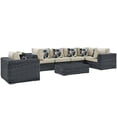 thumbnail image 2 of Modway Summon 7 Piece Outdoor Patio Sunbrella® Sectional Set in Canvas Tuscan, 2 of 12