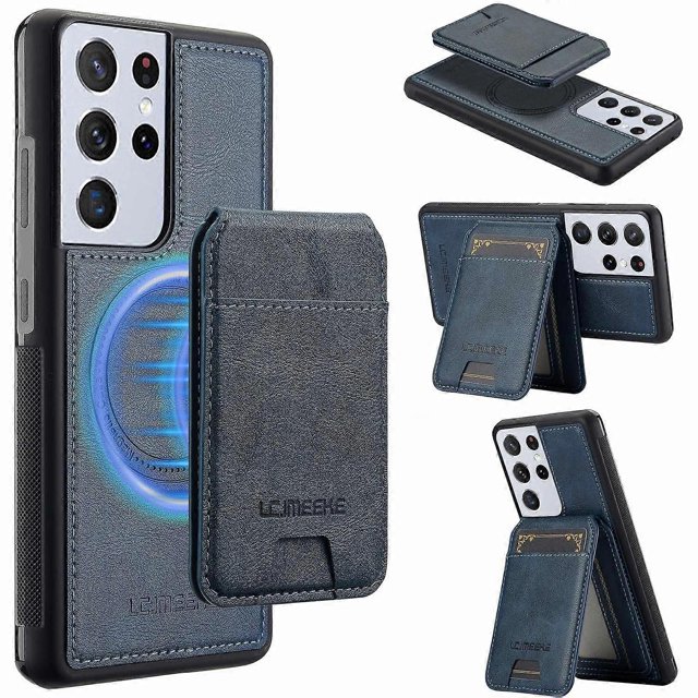 LC.IMEEKE L3 For Samsung Galaxy S22 Ultra 5G Magnetic Case Detachable Card Holder Leather TPU Mobile
