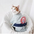 thumbnail image 2 of Japanese Yukata Kimono Cat Outfit Spring Festival Costume with Traditional Fan, Blue, 2 of 6