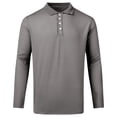 thumbnail image 3 of Garbnen Ribbed Men Polo Shirts Long Sleeve Golf Shirts for Men Collared Stretch Fall Winter Casual Sports Mens Workout Shirt Gray M, 3 of 8