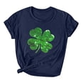 thumbnail image 1 of Besolor T-Shirts de la Saint-Patrick pour Femmes, Col Rond, Manches Courtes, T-Shirts Basiques, T-Shirts Graphiques Trèfle, Hauts de Festival, 1 of 3