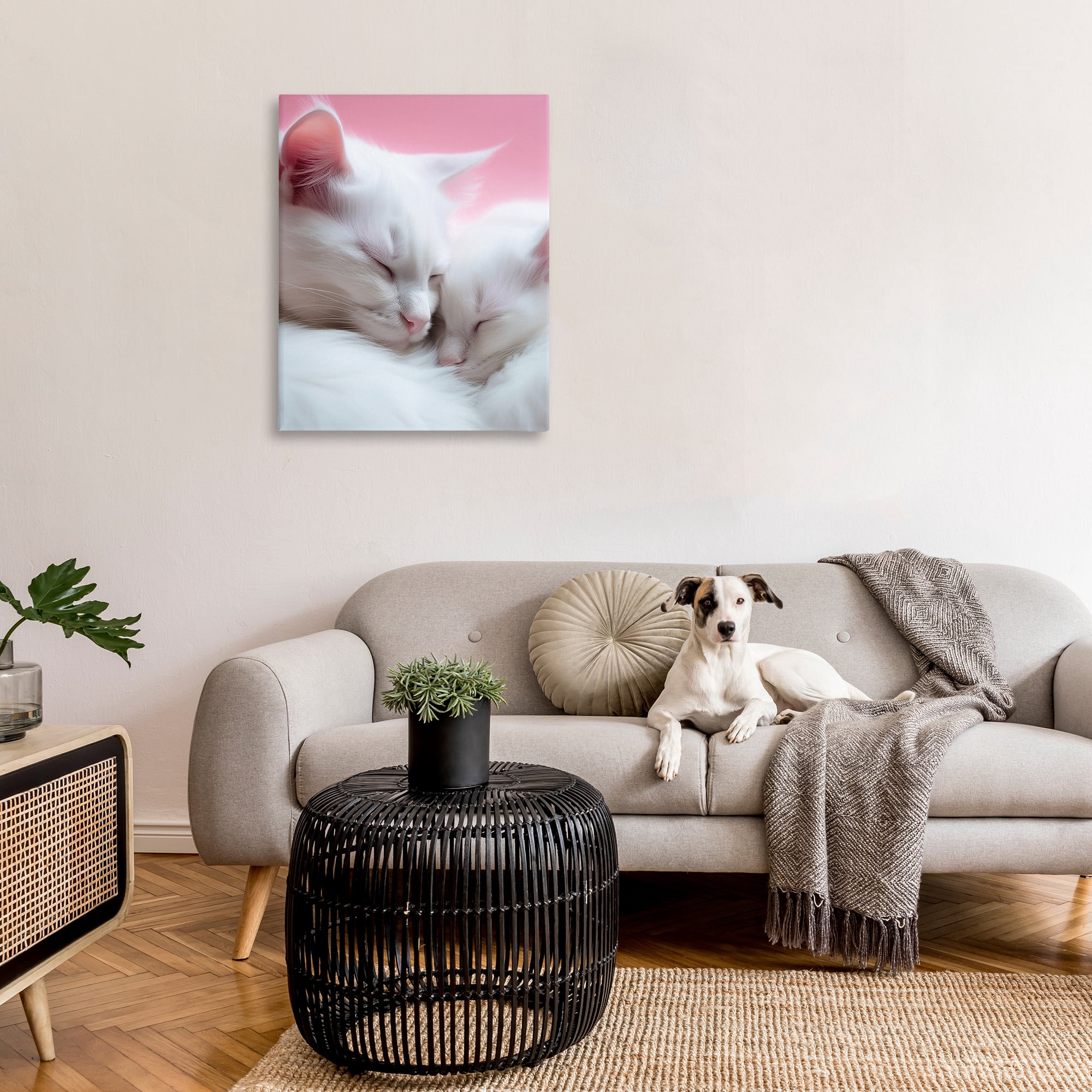 Stupell Industries Sleeping Cats on Pink Animals & Insects Painting Gallery Wrapped Canvas Art Print Wall Art, 30 x 40
