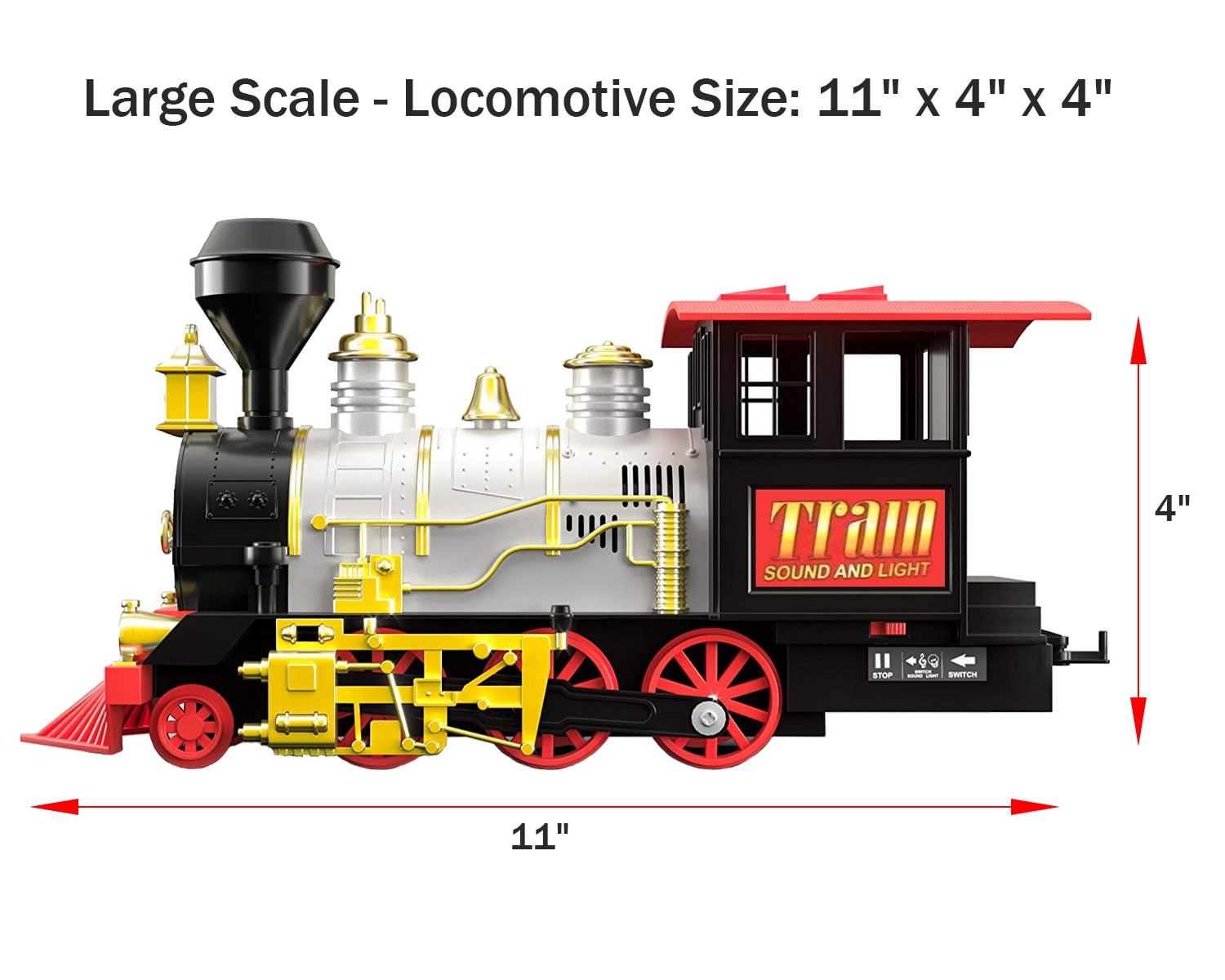 Classic Christmas Themed 20 Pc. Train Set with Locomotive Engine, Cargo Cars, Tracks and Holiday Flair