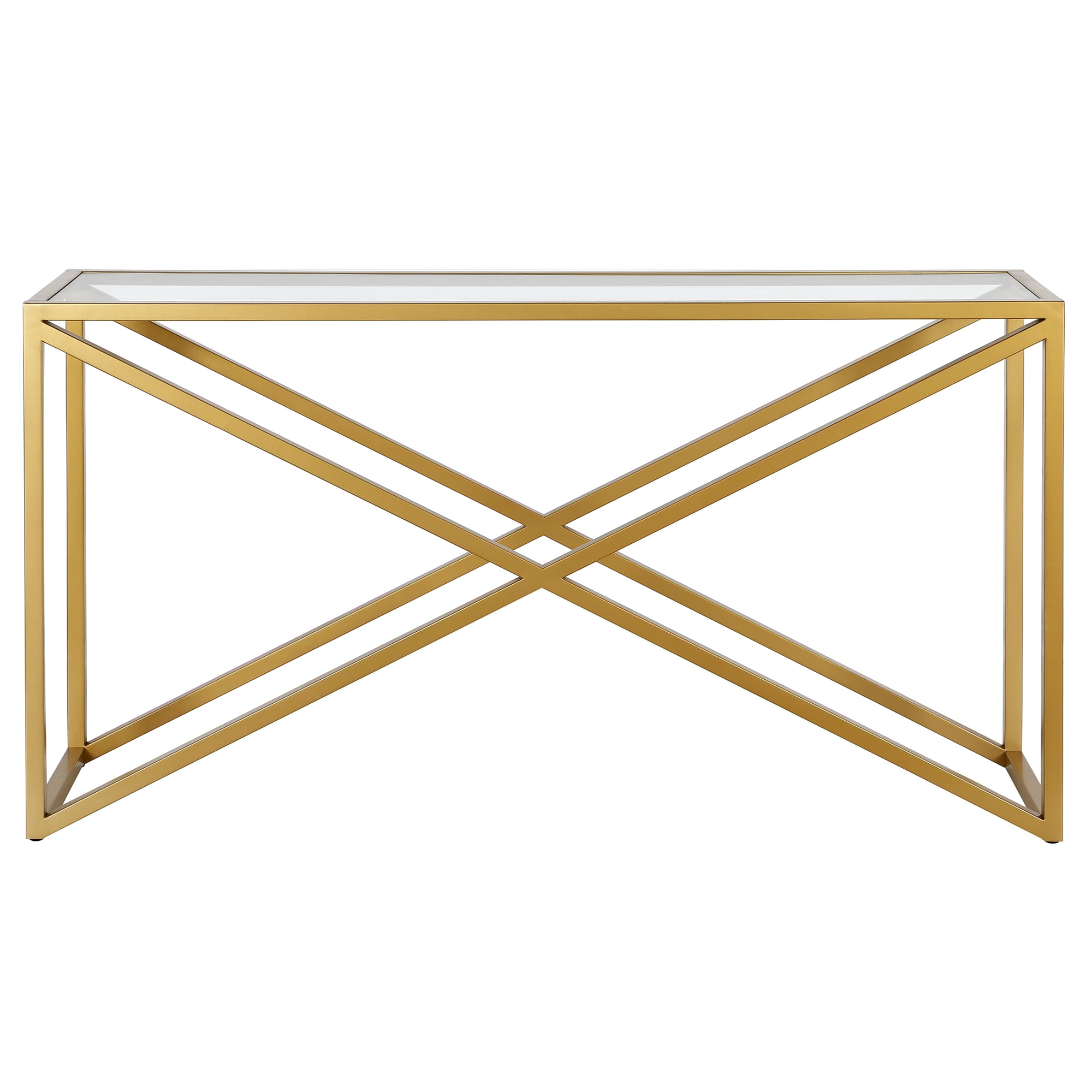Evelyn&Zoe Calix 55" Wide Rectangular Console Table, Brass