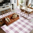 thumbnail image 5 of Pink White Buffalo Check 4x6 Area Rugs, Farmhouse Plaid Modern Geometric Non-Skid Rubber Backing Large Rectangle Rugs - Living Room Bedroom Home Office, Indoor Floor Mat Carpets Washable Rug, 5 of 9