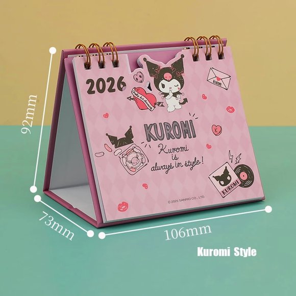 2026 New Comic Calendar - Cute Kuromi Cartoon Cinnamoroll Graffiti Desk Calendar For Office & New Year Gift