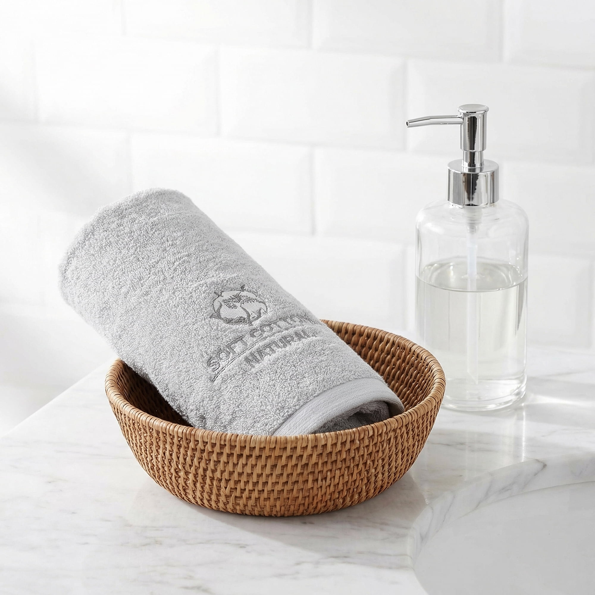 Unique Bargains Ultra Soft Cotton Hand Towel with Cute Embroidery Grey 2pcs
