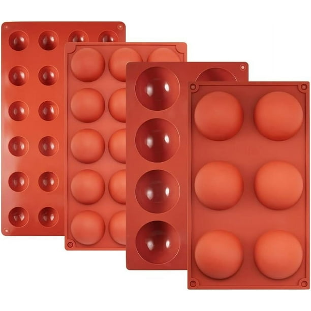 Molde de silicona semicircular de 4 piezas, moldes de silicona para hornear de media esfera para dulces y chocolate, moldes de galletas cilíndricos antiadherentes y sin BPA