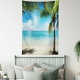 thumbnail image 4 of Tropical Beach Tapestry, Coconut Palm Trees Shadows On Caribbean Shore Summer Plants Idyllic, Wall Hanging for Bedroom Living Room Dorm Decor, 60W X 80L Inches, Aqua Coconut Green, by Ambesonne, 4 of 5