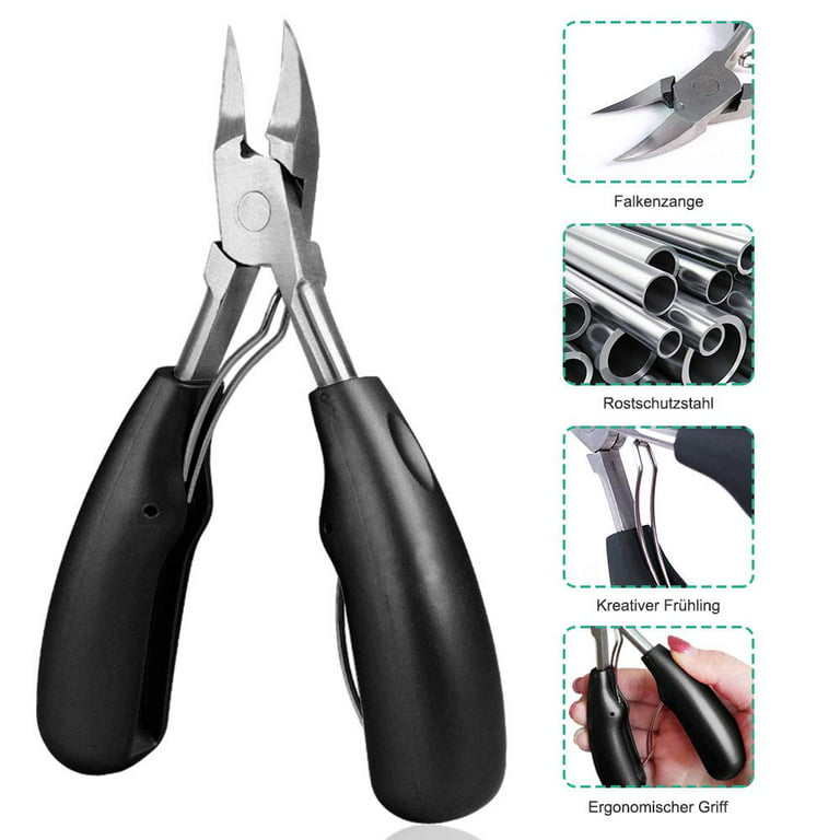 FVION Angled Nail Clippers, Ingrown Toenail Clipper for Thick Nails, Slant  Curved Blade Nail Cutters Ingrown Nail Pain Relief Tool