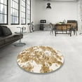 thumbnail image 3 of Ahgly Company Indoor Round Abstract Wheat Beige Abstract Area Rugs, 7' Round, 3 of 6