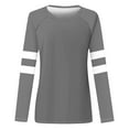 thumbnail image 2 of Tumotour Pullover Sweatshirts For Women Patchwork Color Block Crew Neck Long Sleeve Tunic Tops 2024 Fall Fashion Casual Stitching Color Loose Fit Y2K Comfy Cotton Lounge Blouses Pullover T-Shirts, 2 of 5