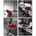 thumbnail image 3 of 4pcs Modern Red Rose Flower Canvas Painting Famous Landmark Landscape EiffeL Tower Paris Artwork Posters and Prints ,Ideal Gift for Bedroom Corridor, Wall Decor, Fall Decor, Room Decoration Unframed, 3 of 8