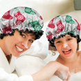 thumbnail image 6 of Shower Caps,Christmas Stocking Pattern Waterproof Shower Cap for Women 4 Pieces,Double Reusable Hair Cover for Shower PEVA Elastic Stretch Hem, 6 of 7