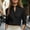 Black women fall blouses a1, variant on thefmos Women Fall Winter High Neck 3/4 Sleeve Button Down Blouses Casual Business Work Slim Shirt Basic Office Tops, White M
