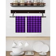thumbnail image 3 of Black Purple Plaid Kitchen Dish Towels for Drying Dishes Set of 2, Farmhouse Simple Buffalo Checked Waffle Weave Microfiber Hand Tea Bathroom Towels Quick Dry & Absorbent Towel 15.7x23.6, 3 of 7