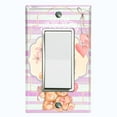 thumbnail image 1 of Metal Light Switch Wall Plate Outlet Cover (2 Teddy Bears With Love Heart Balloon Flower Pink Stripes - Single Rocker), 1 of 2